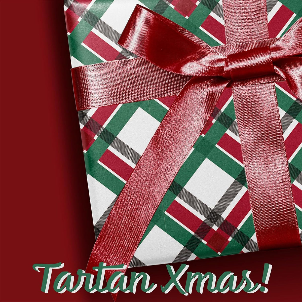 WRAPLA Reversible Christmas Wrapping Paper, Candy Cane Stripes 43cm x 10m