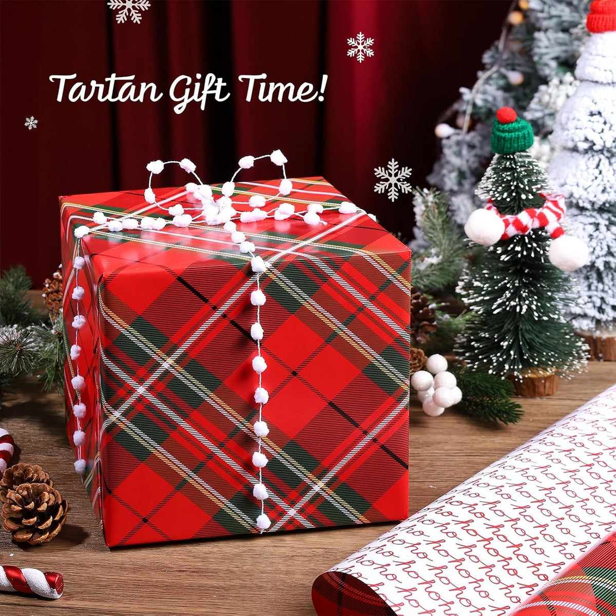 WRAPLA Reversible Christmas Wrapping Paper, Candy Cane Stripes 43cm x 10m