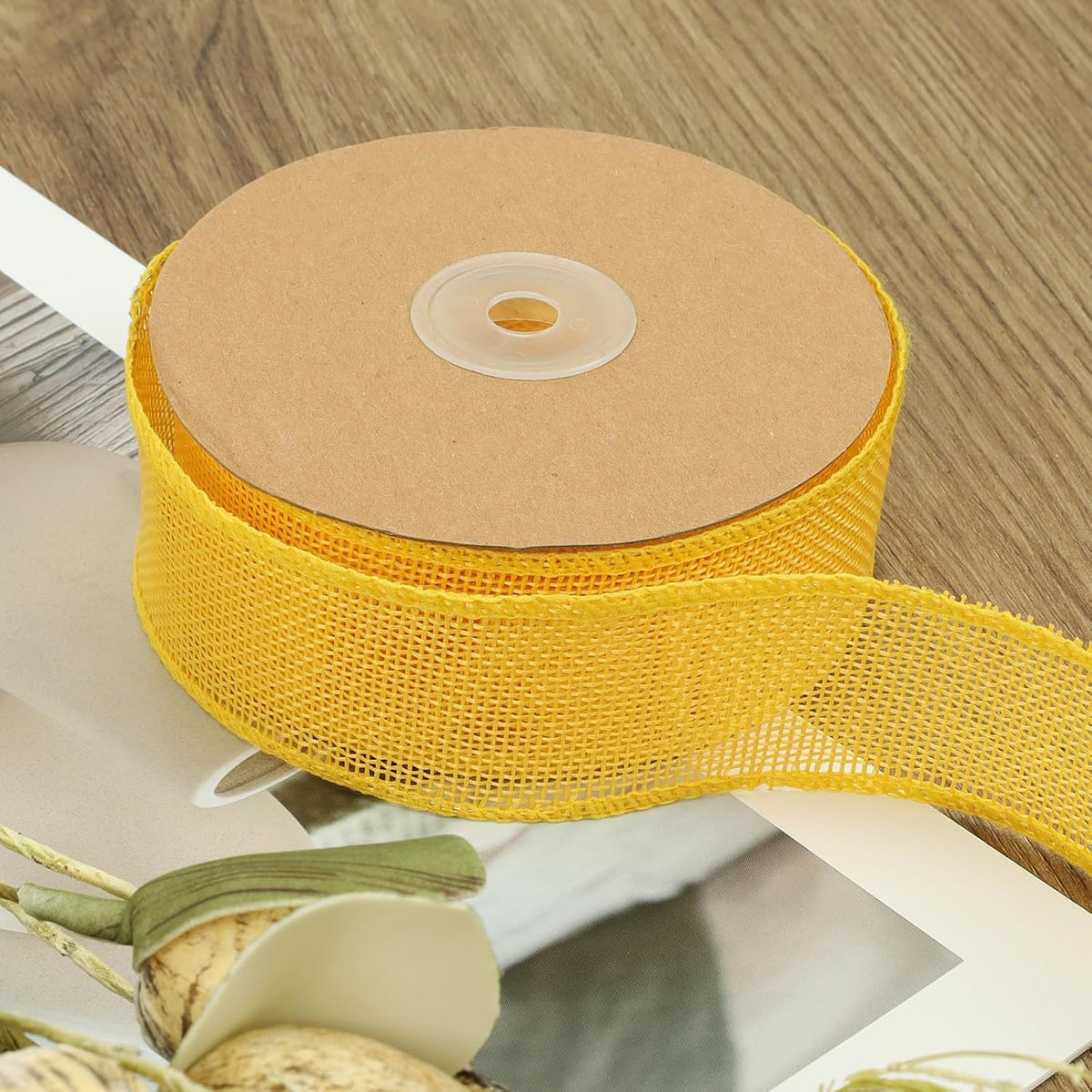 1.5 Inch Natural Burlap Wired Ribbon, Christmas & Gift Wrapping