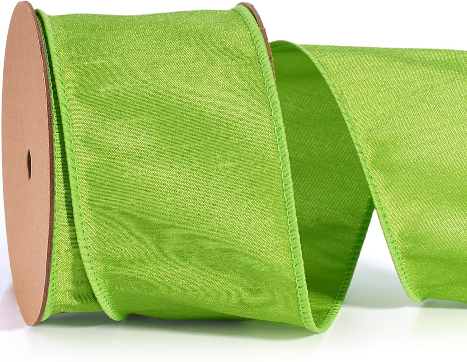 Moss Ribbon Wired 1 Inch x 10 Yards, Dupioni Christmas Decor