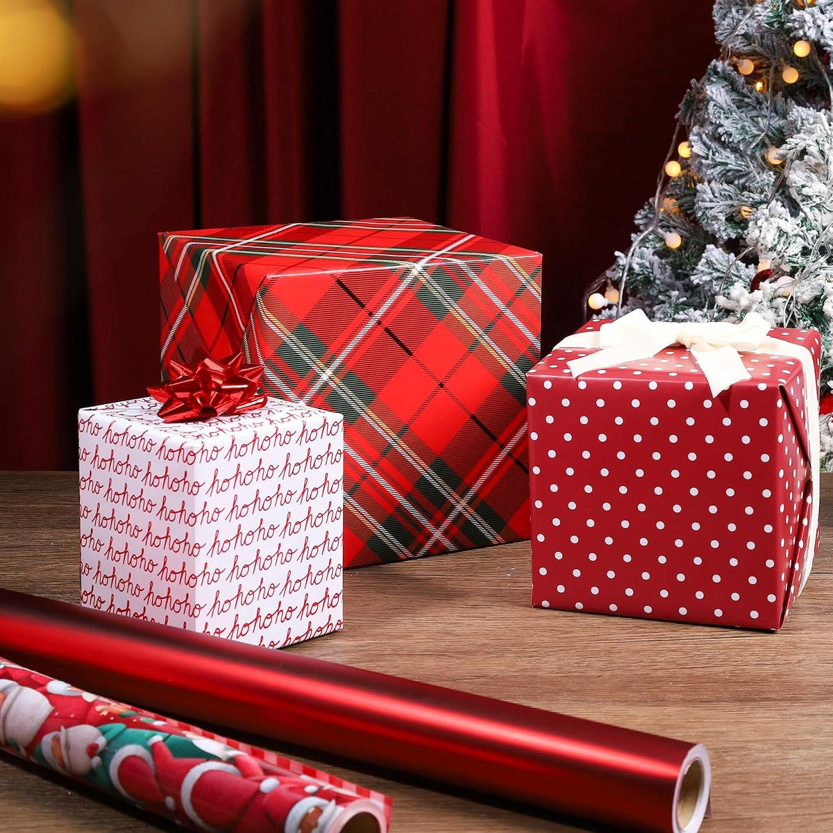 WRAPLA Reversible Christmas Wrapping Paper, Candy Cane Stripes 43cm x 10m