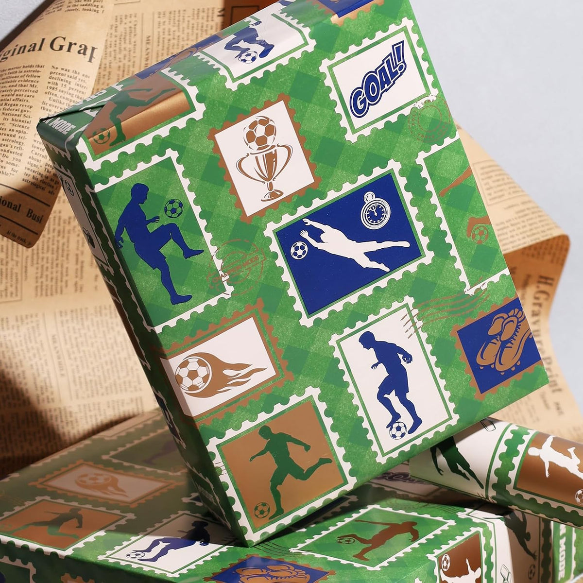 WRAPLA Baseball Kraft Wrapping Paper Baseball Glove and Ball Design
