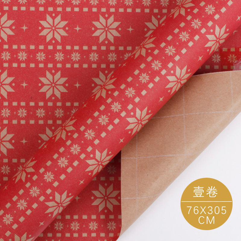 WRAPLA Christmas Wrapping Paper - Kraft Paper with Red and Green Pattern for Wedding, Birthdays, Valentines, Christmas - 5 Roll - 76 cm X 3 m Per Roll