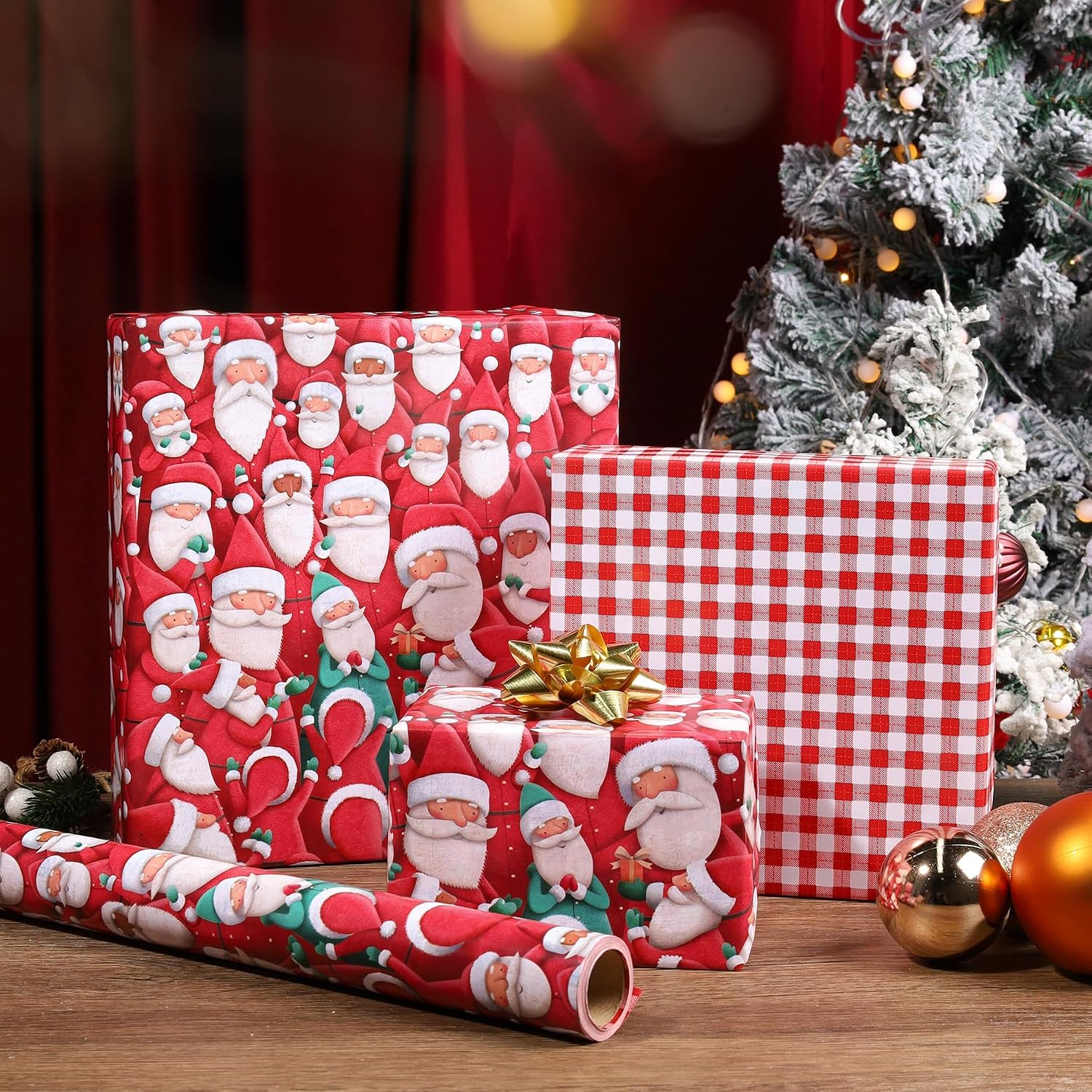WRAPLA Reversible Christmas Wrapping Paper, Candy Cane Stripes 43cm x 10m