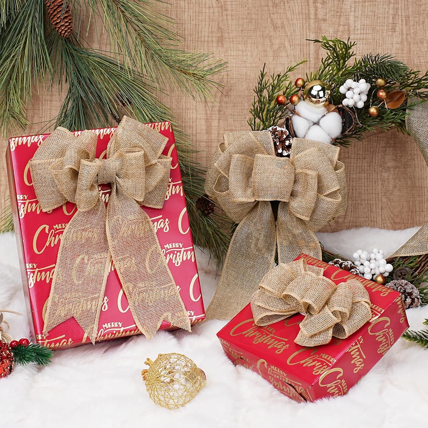 1.5 Inch Natural Burlap Wired Ribbon, Christmas & Gift Wrapping