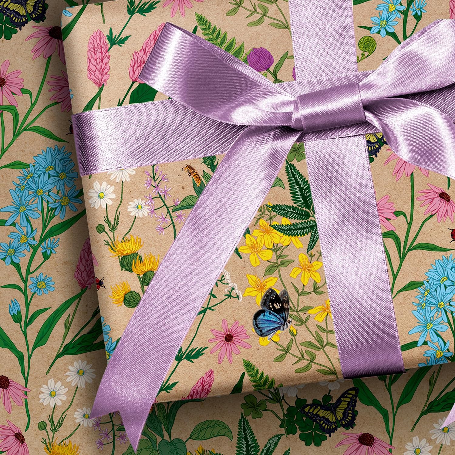 WRAPLA Kraft Birthday Wrapping Paper Colorful Balloons Design for Holiday