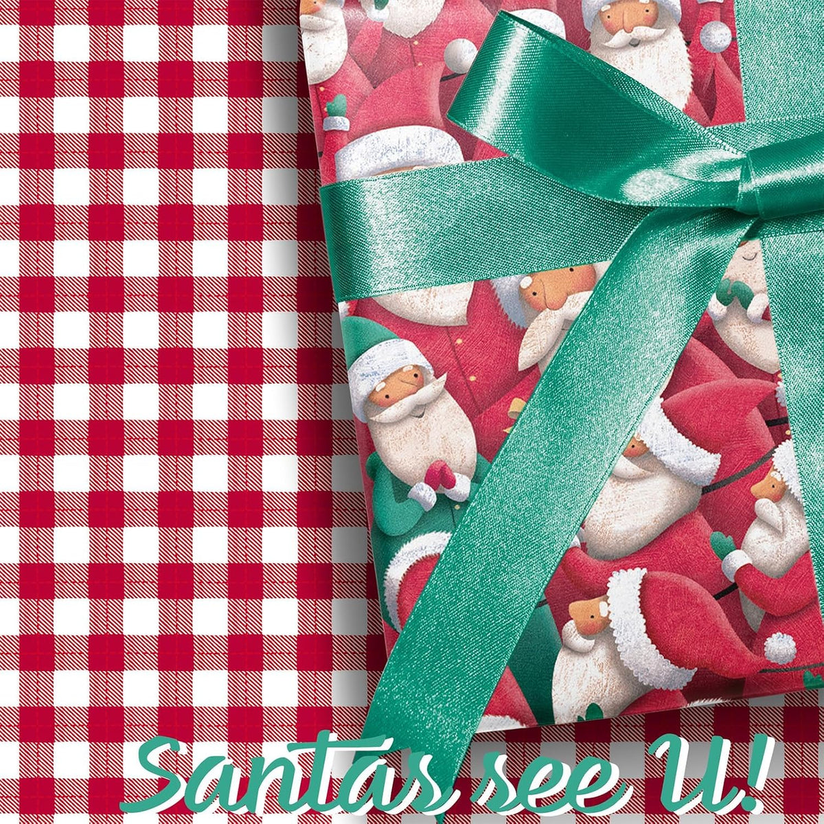 WRAPLA Reversible Christmas Wrapping Paper, Candy Cane Stripes 43cm x 10m