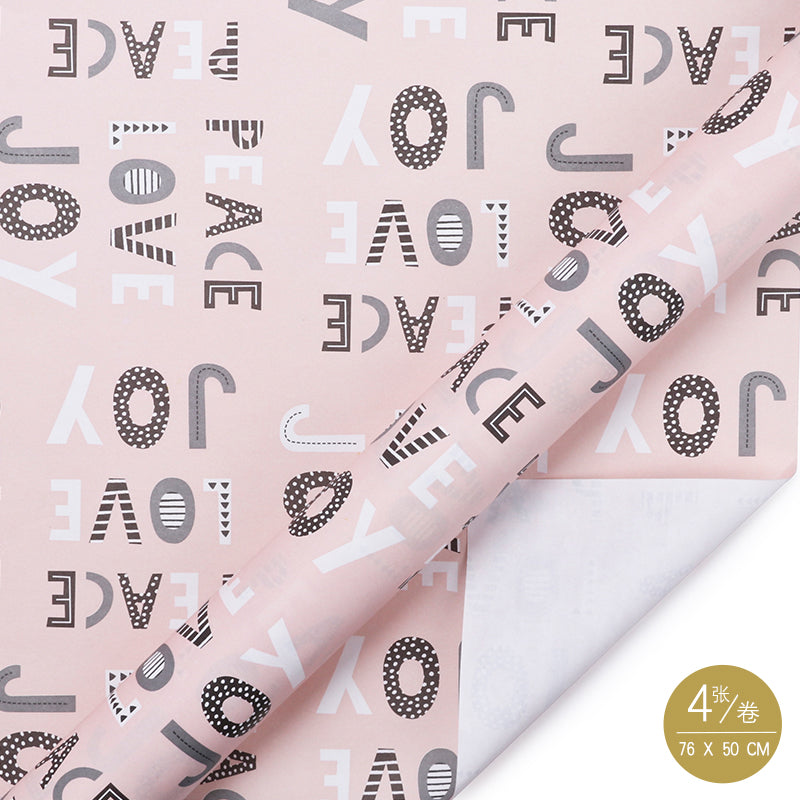 WRAPLA Wrapping Paper Roll - 20 sheets New Cute Design Wrap Paper Flat Sheet For Wedding, Birthdays, Valentines, Party - 5 Rolls 4 Sheets/Roll - 76 cm X 50cm Per Sheet