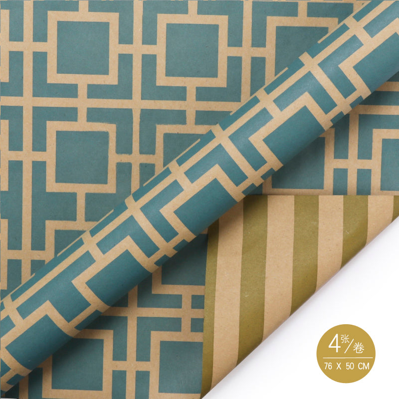 WRAPLA Wrapping Paper Roll - 20 sheets Kraft Wrap Paper Flat Sheet For Wedding, Birthdays, Valentines, Party - 5 Rolls 4 Sheets/Roll - 76 cm X 50cm Per Sheet