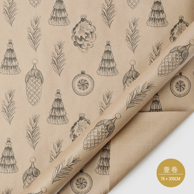 WRAPLA Christmas Wrapping Paper - Kraft Paper with Red and Green Pattern for Wedding, Birthdays, Valentines, Christmas - 5 Roll - 76 cm X 3 m Per Roll