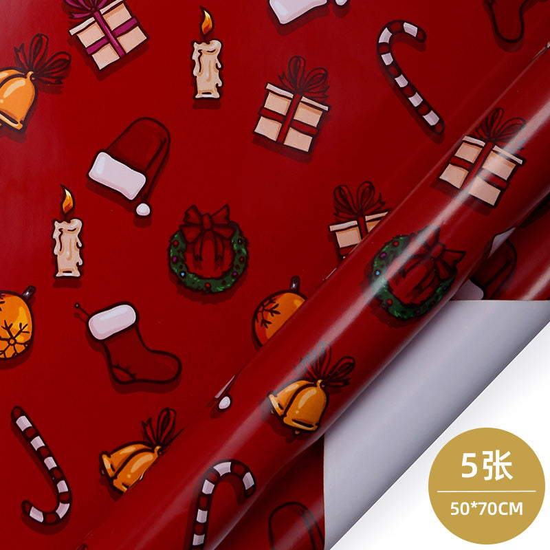 WRAPLA Wrapping Paper Roll - Cute Cartoon Christmas Gift Wrap Paper Flat Sheet for Wedding, Birthdays, Valentines, Party - 5 Rolls-25 Sheets - 70 cm X 50cm Per Sheet