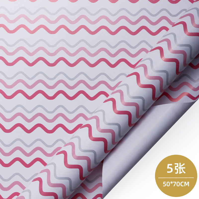 WRAPLA Wrapping Paper Roll - NEW Cute design Wrap Paper Flat Sheet For Wedding, Birthdays, Valentines, Party - 5 Rolls-25 sheets - 70 cm X 50cm Per Sheet