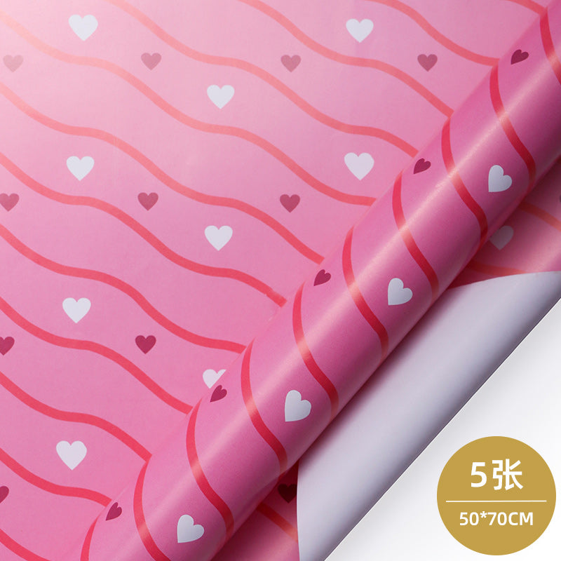 WRAPLA Wrapping Paper Roll - NEW Cute design Wrap Paper Flat Sheet For Wedding, Birthdays, Valentines, Party - 5 Rolls-25 sheets - 70 cm X 50cm Per Sheet