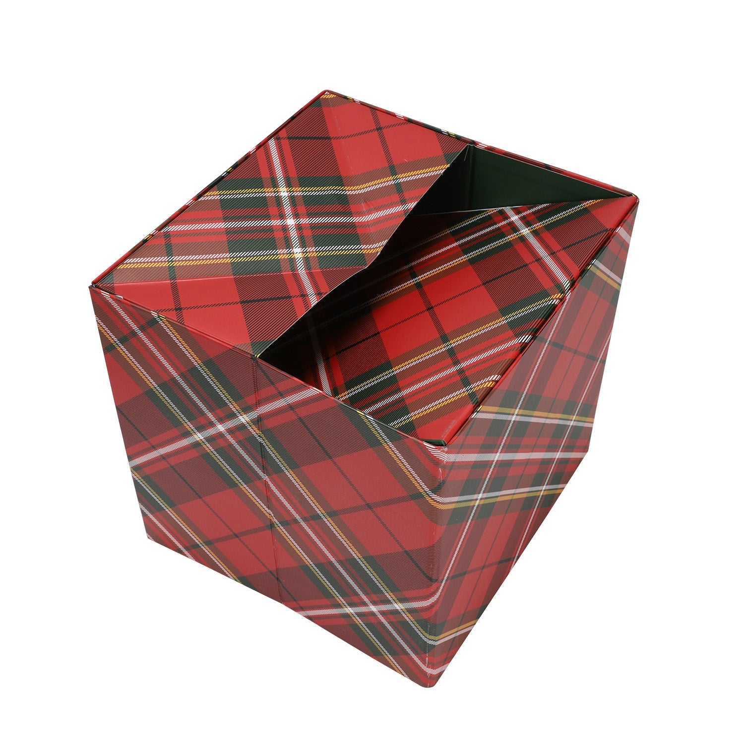 WRAPLA 23X23X23CM Christmas Gift Box with Lid Red Buffalo Plaid design for Party, Wedding, Gift Wrap, Bridesmaid Proposal, Storage