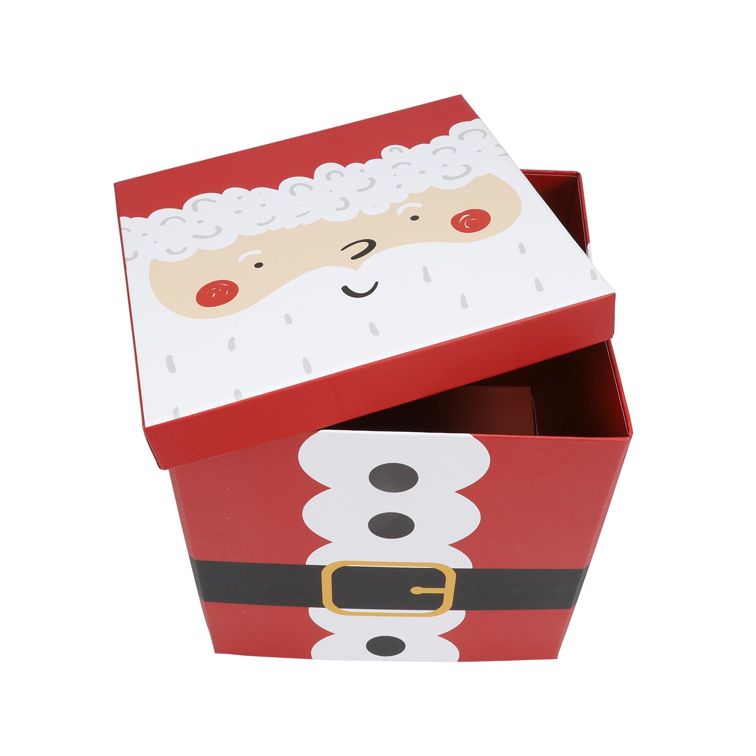 WRAPLA 23X23X23CM Christmas Gift Box with Lid Santa for Party, Wedding, Gift Wrap, Bridesmaid Proposal, Storage