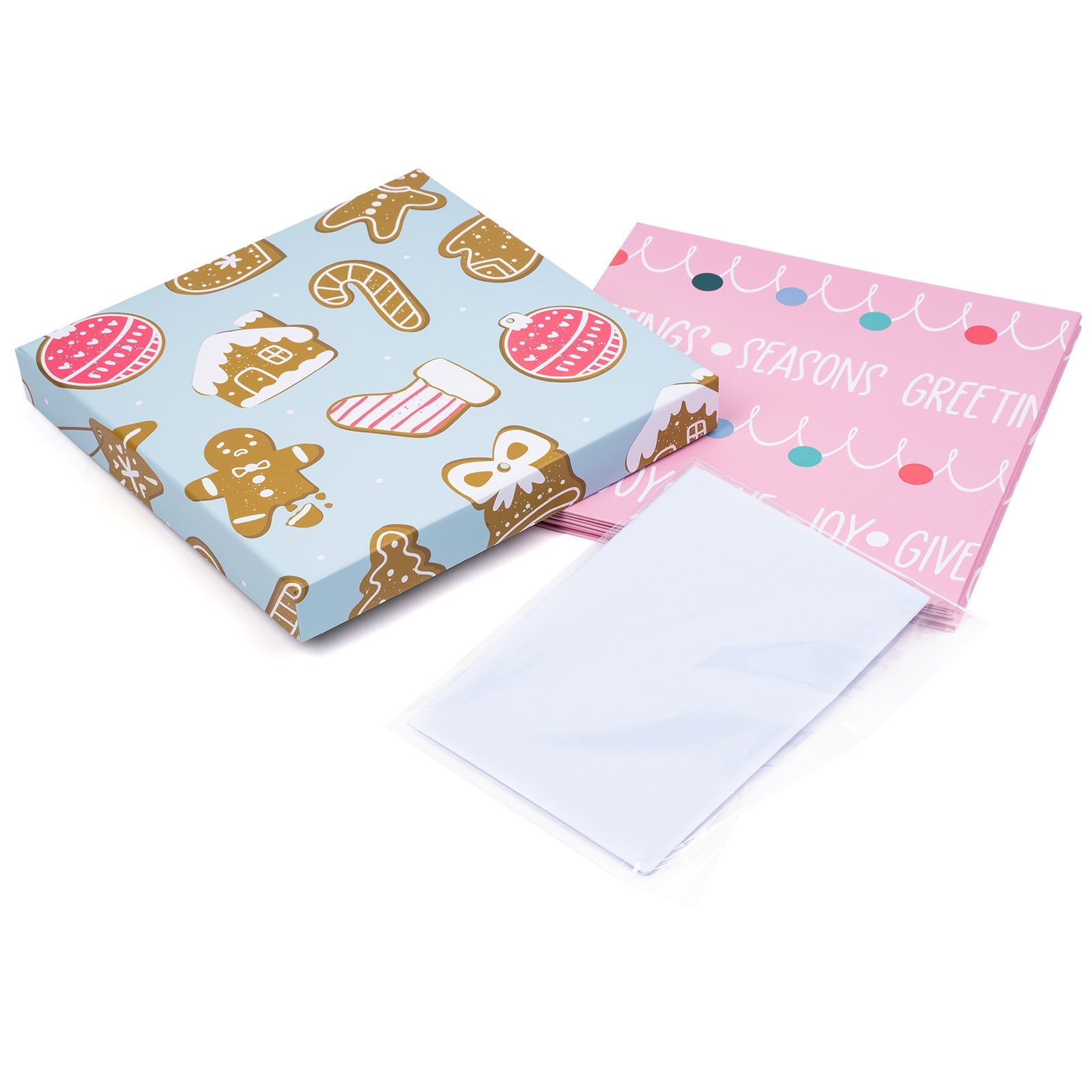 WRAPLA 23X23X23CM Christmas Gift Box with Lid Pink and Blue design for Party, Wedding, Gift Wrap, Bridesmaid Proposal, Storage