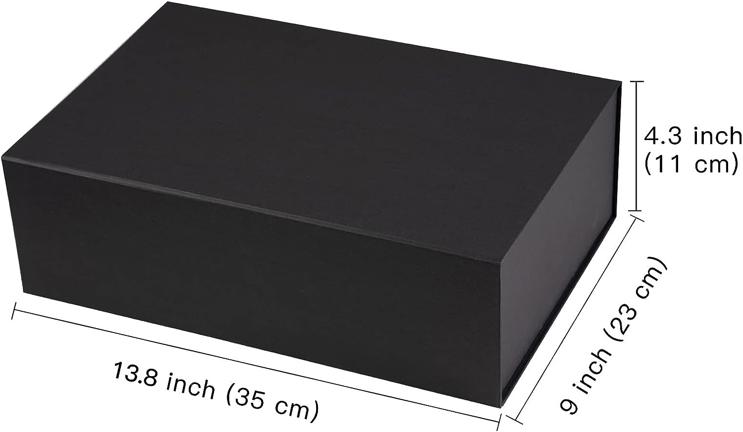 WRAPLA Black Gift Box with Satin Ribbon, 35X23X10CM Collapsible Gift Box with Magnetic Closure for Party, Wedding, Gift Wrap, Bridesmaid Proposal, Storage