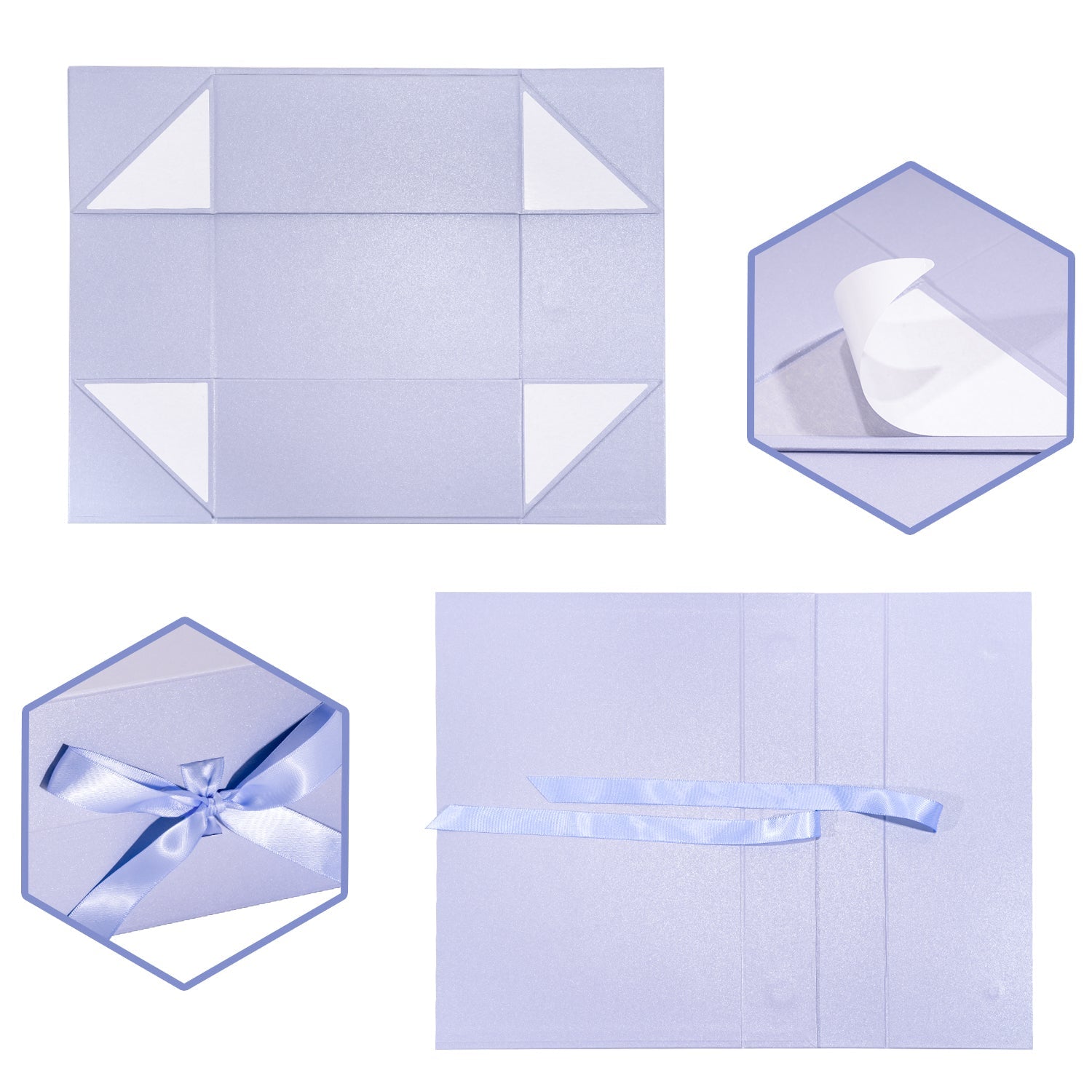 WRAPLA Taro Gift Box with Satin Ribbon, 35X23X10CM Collapsible Gift Box with Magnetic Closure for Party, Wedding, Gift Wrap, Bridesmaid Proposal, Storage