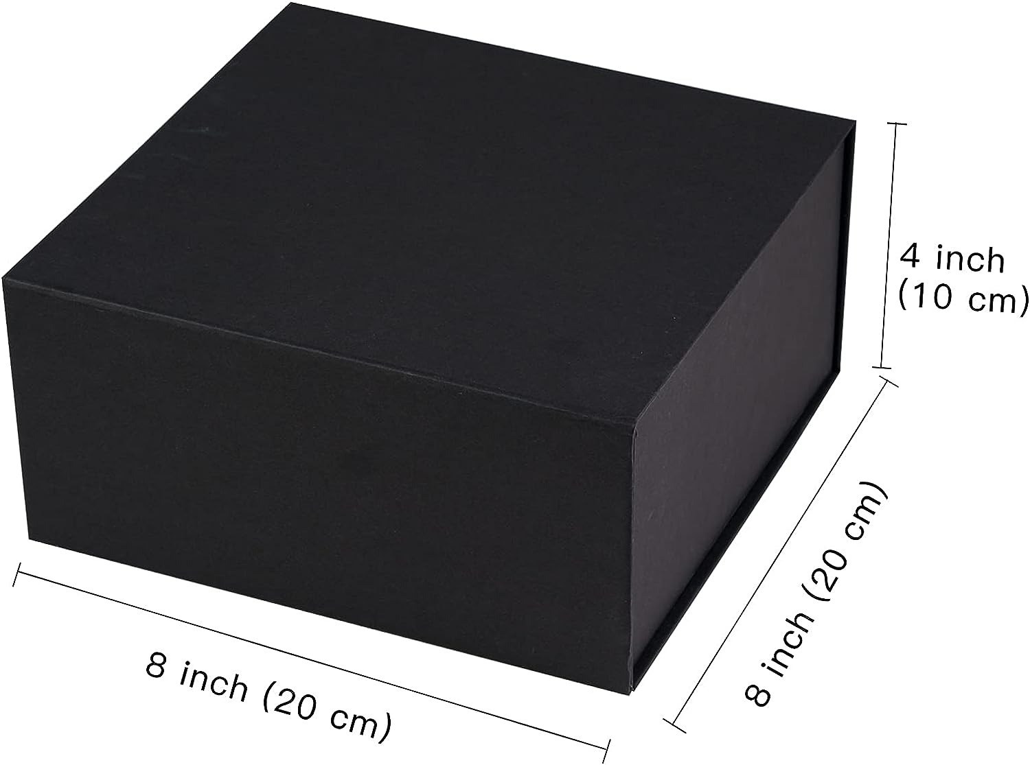 WRAPLA 20X20X10CM Black Gift Box- Collapsible Gift Box with Magnetic Closure and Tissue Paper, Perfect for Birthday, Party, Holiday, Wedding, Graduation