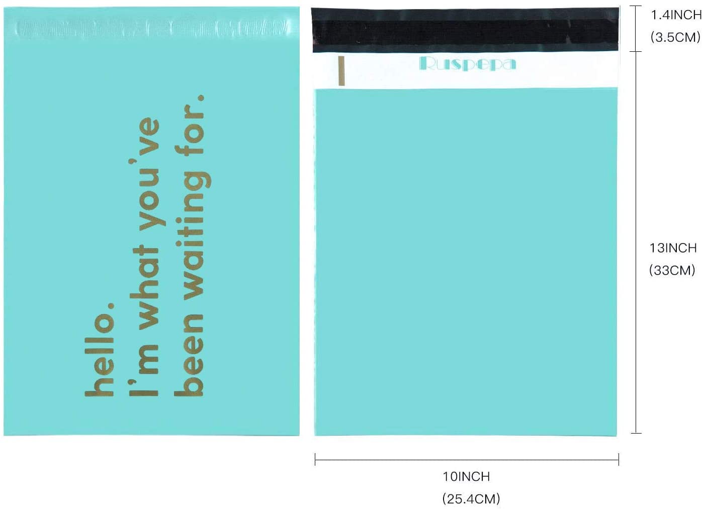 WRAPLA 25 x 33cm (10 x 13 inches) Poly Mailers Shipping Bags Text Printed Light Blue Poly Mailers 2.3 Mil Heavy Duty Self Seal Mailing Envelopes - 100 Pack