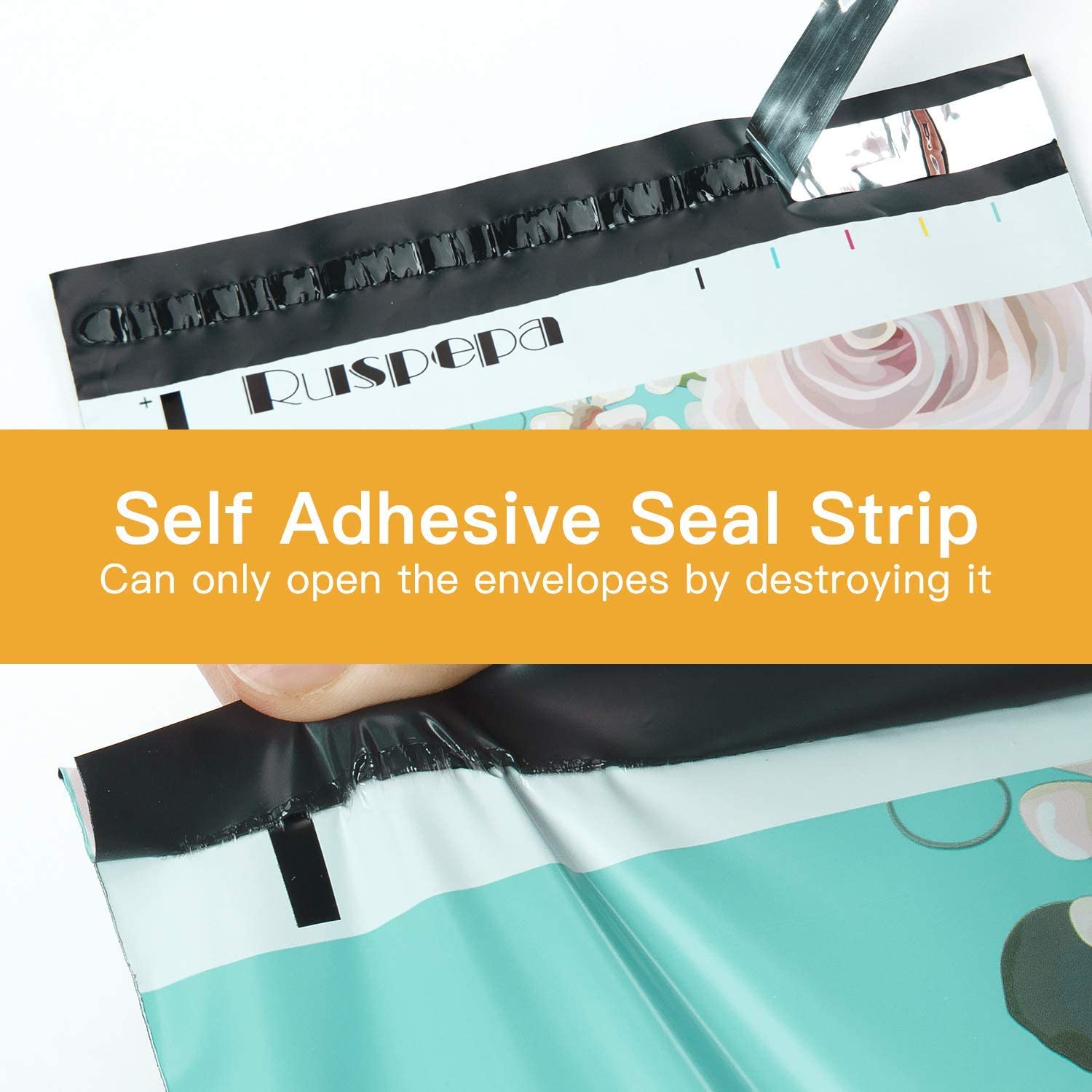 WRAPLA 25 x 33cm (10 x 13 inches) Poly Mailers Shipping Bags Thank You Notes Flowers Surrounded Light Blue Poly Mailers 2.3 Mil Heavy Duty Self Seal Mailing Envelopes - 100 Pack