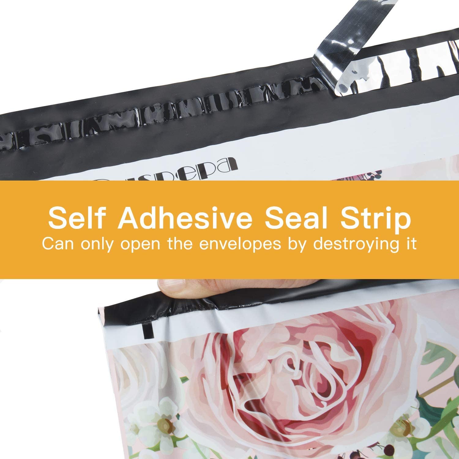 WRAPLA 25 x 33cm (10 x 13 inches) Poly Mailers Shipping Bags Thank You Notes Flowers Surrounded Pink Poly Mailers 2.3 Mil Heavy Duty Self Seal Mailing Envelopes - 100 Pack