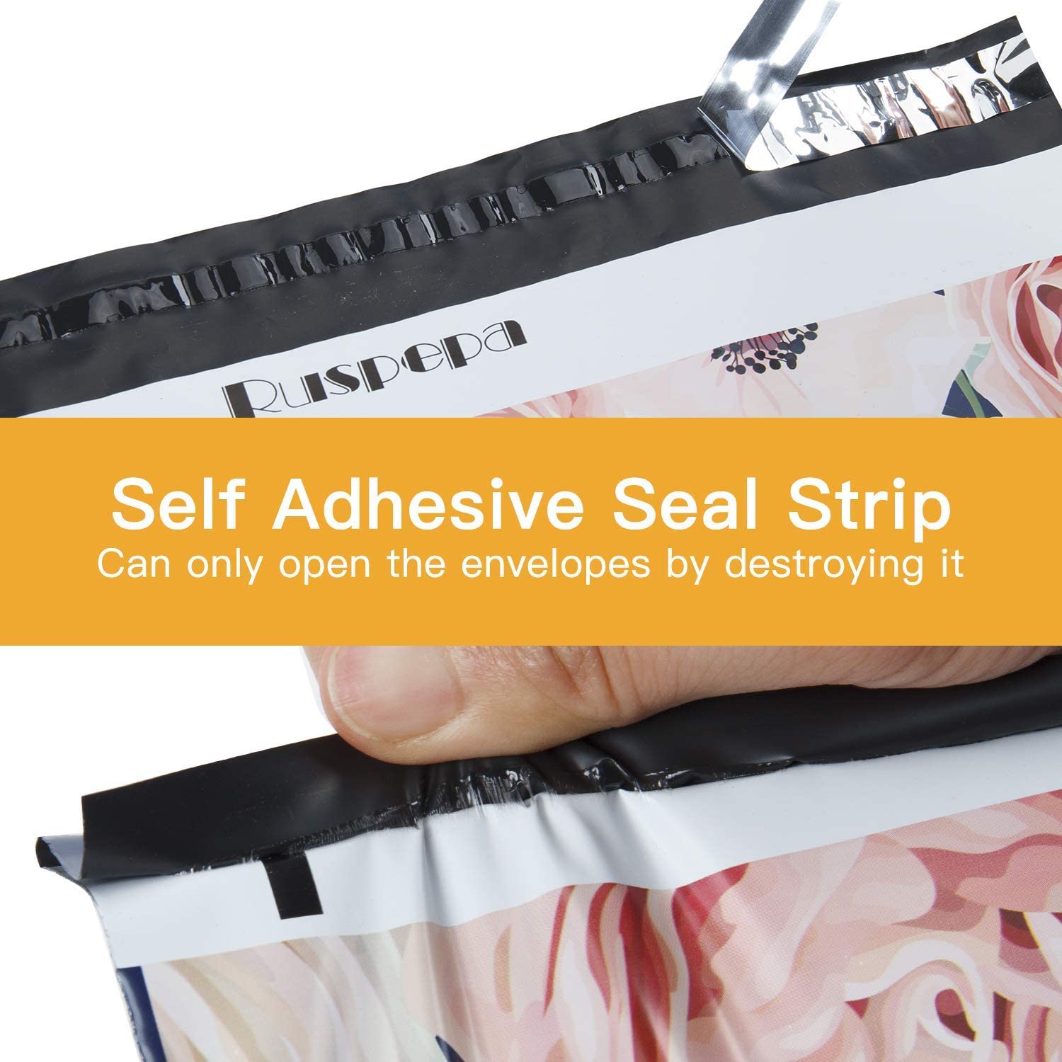 WRAPLA 30 x 40cm (12 x 15.5 inches) Poly Mailers Shipping Bags Thank You Notes Flowers Surrounded Navy Blue Poly Mailers 3 Mil Heavy Duty Self Seal Mailing Envelopes - 50 Pack