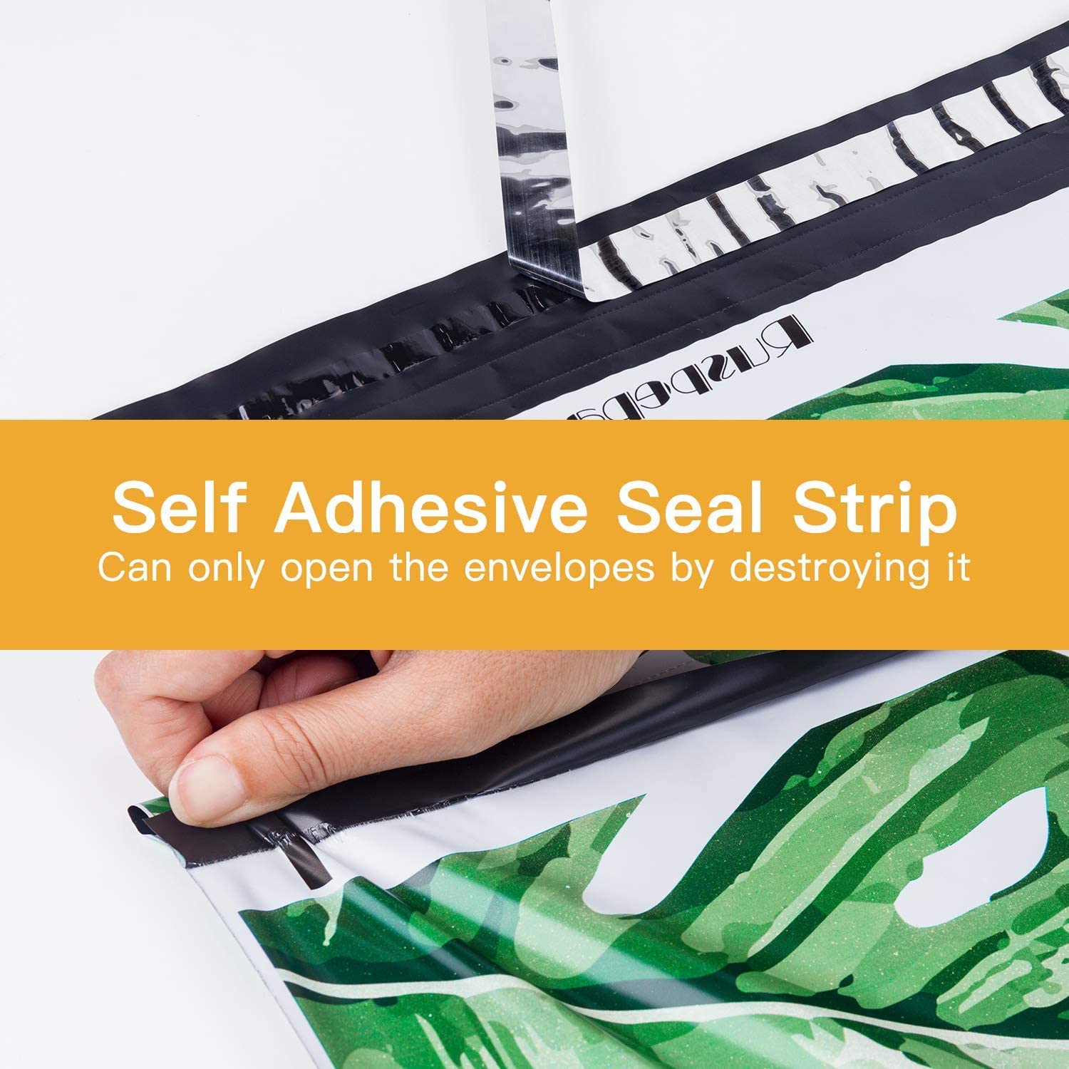 WRAPLA 37 x 48cm Poly Mailers Shipping Bags Green Leaf Flowers Surrounded Teal Poly Mailers 3 Mil Heavy Duty Self Seal Mailing Envelopes - 50 Pack