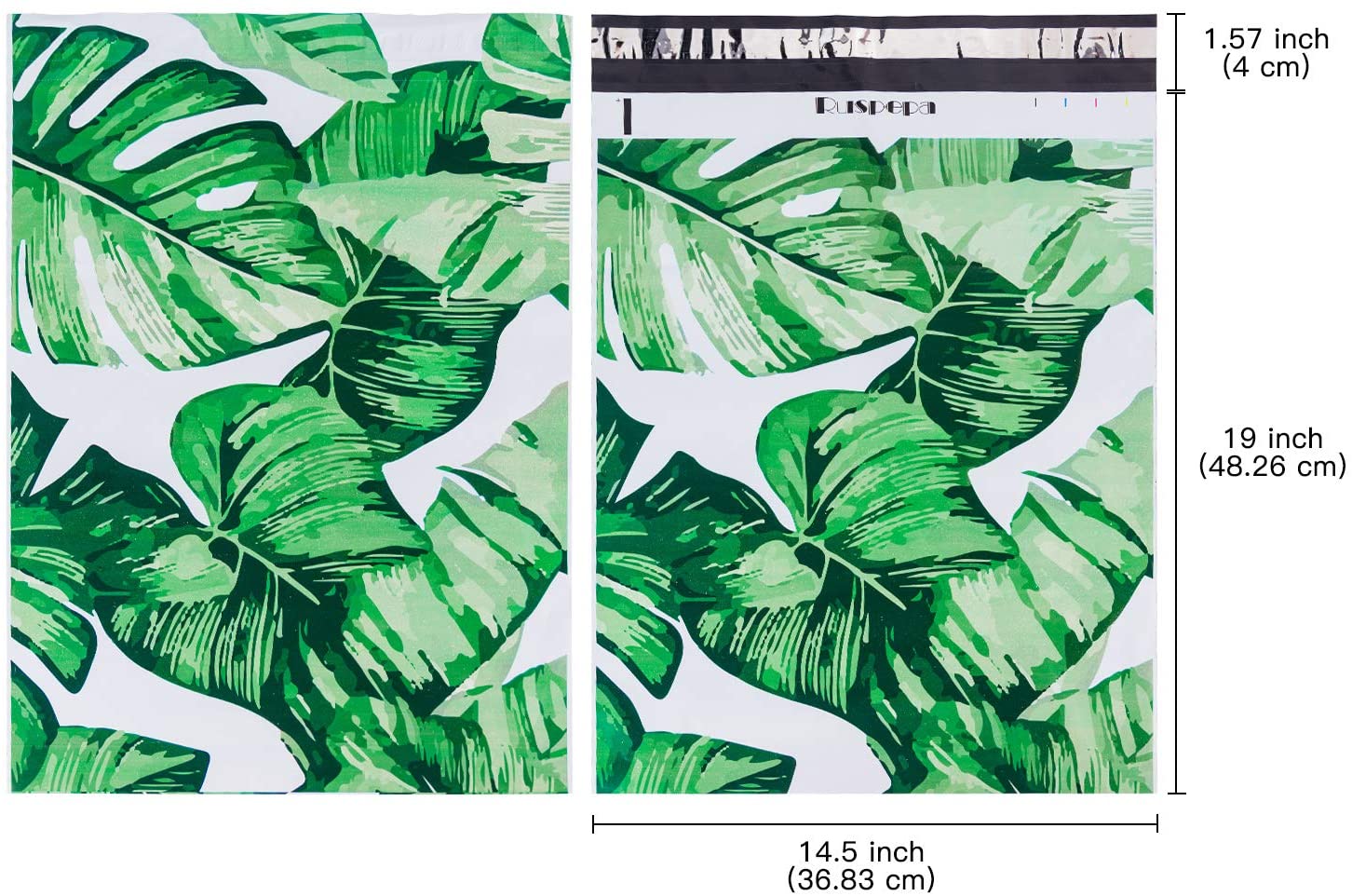 WRAPLA 37 x 48cm Poly Mailers Shipping Bags Green Leaf Flowers Surrounded Teal Poly Mailers 3 Mil Heavy Duty Self Seal Mailing Envelopes - 50 Pack