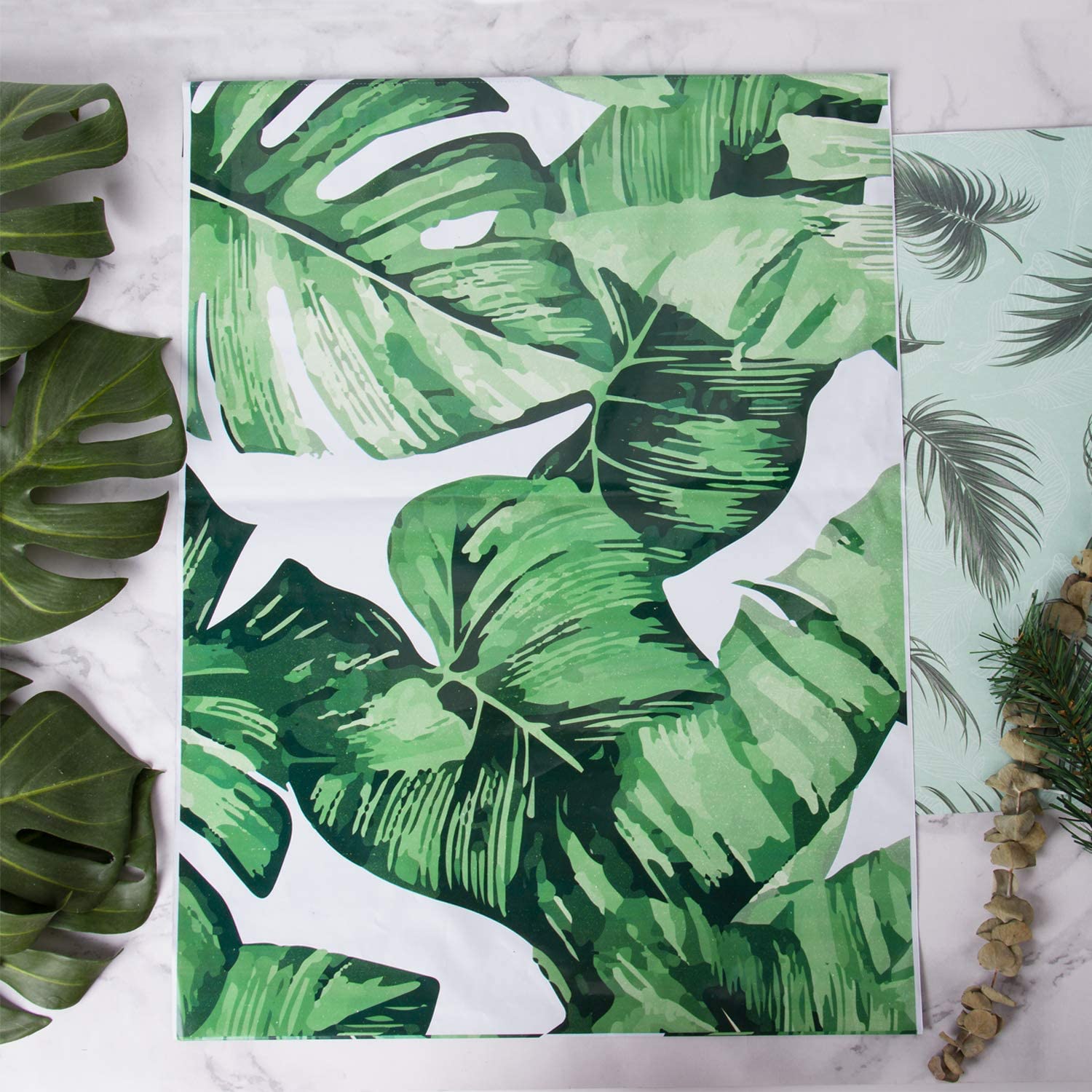 WRAPLA 37 x 48cm Poly Mailers Shipping Bags Green Leaf Flowers Surrounded Teal Poly Mailers 3 Mil Heavy Duty Self Seal Mailing Envelopes - 50 Pack