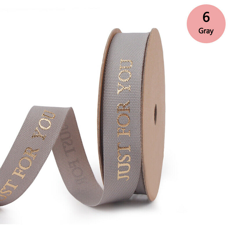 15MM X 10 Yards "JUST FOR YOU" GOLD PRINTED RIBBON Gift Polyester Wrapping