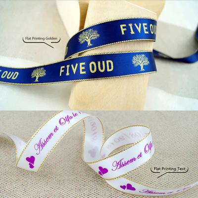 Custom Metallic Gold Ribbon with Wedding Brand Logo and Gifts Car Decoration Party 100yards/lot