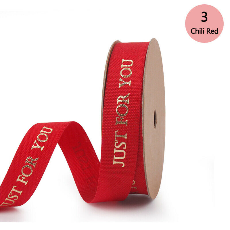 15MM X 10 Yards "JUST FOR YOU" GOLD PRINTED RIBBON Gift Polyester Wrapping