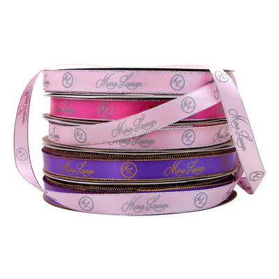 Custom Metallic Gold Ribbon with Wedding Brand Logo and Gifts Car Decoration Party 100yards/lot