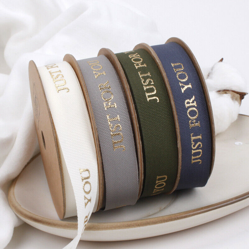 15MM X 10 Yards "JUST FOR YOU" GOLD PRINTED RIBBON Gift Polyester Wrapping