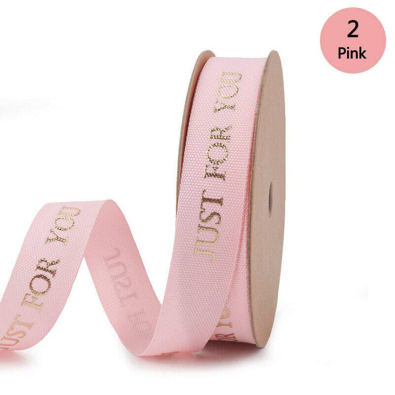15MM X 10 Yards "JUST FOR YOU" GOLD PRINTED RIBBON Gift Polyester Wrapping