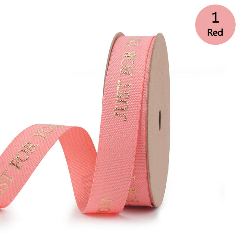 15MM X 10 Yards "JUST FOR YOU" GOLD PRINTED RIBBON Gift Polyester Wrapping