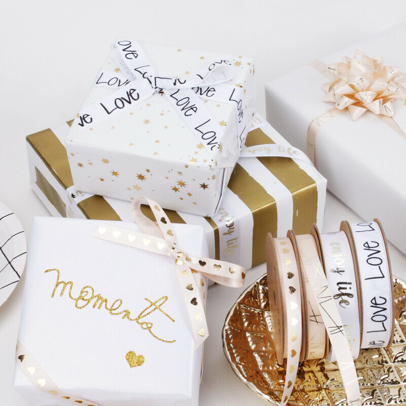 9M Gift Wrapping Enjoy Life Series Characters Printed Grosgrain Satin Ribbon Party Packing