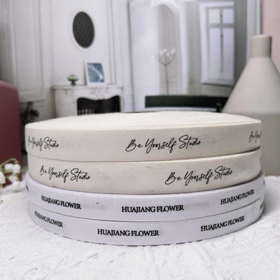 100 yards Personalized Colorful Ribbon, Customized Printed Cotton Tape, Name, Text, Brand Logo Ribbon for Corporate Gifts, Wedding Favors