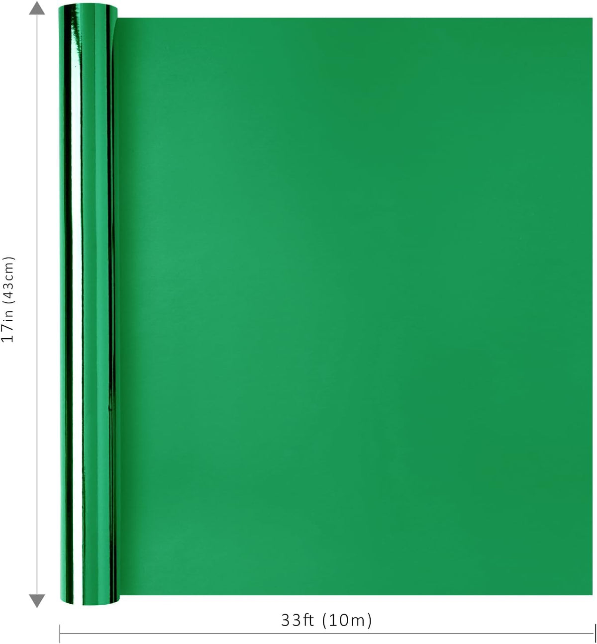 WRAPLA Green Metallic Christmas Wrapping Paper, Solid Color Roll