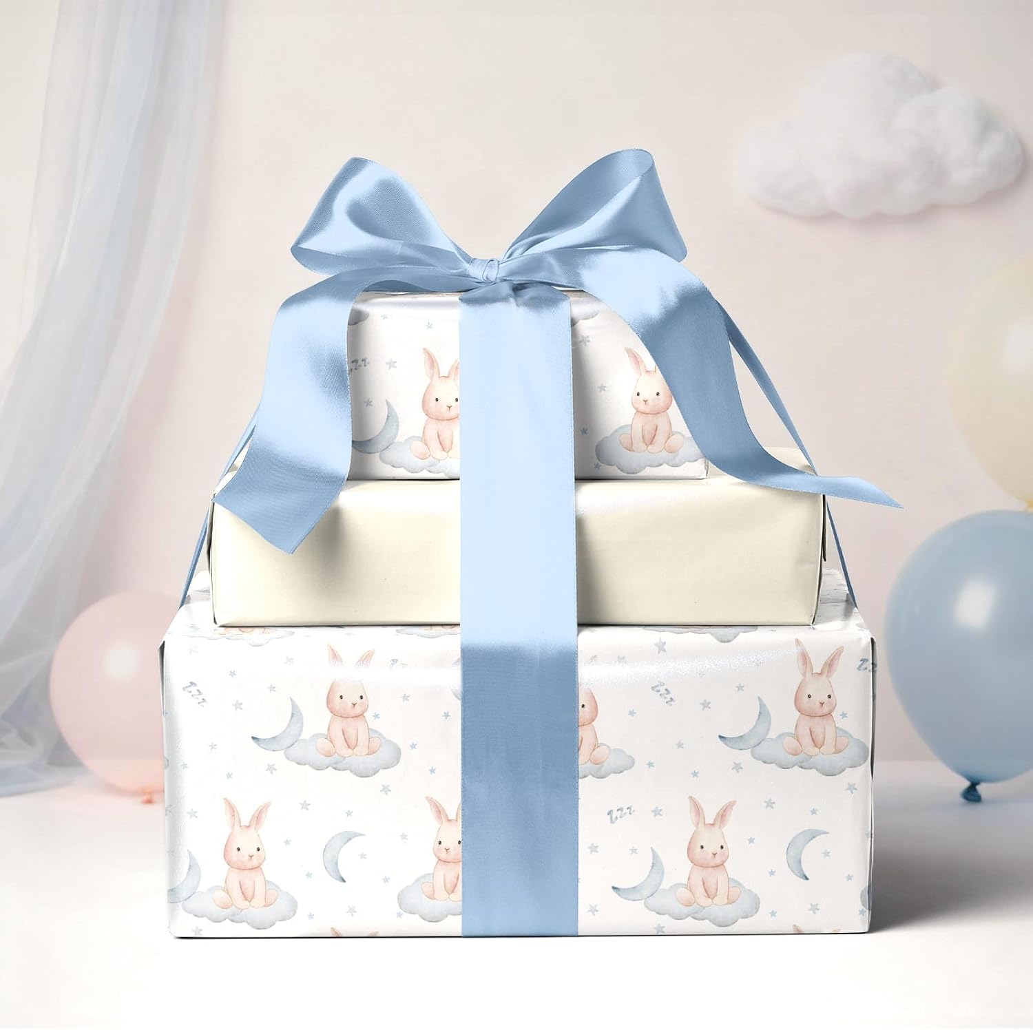 WRAPLA Bright Wrapping Paper, Balloons Dots For kid Birthday & Baby shower