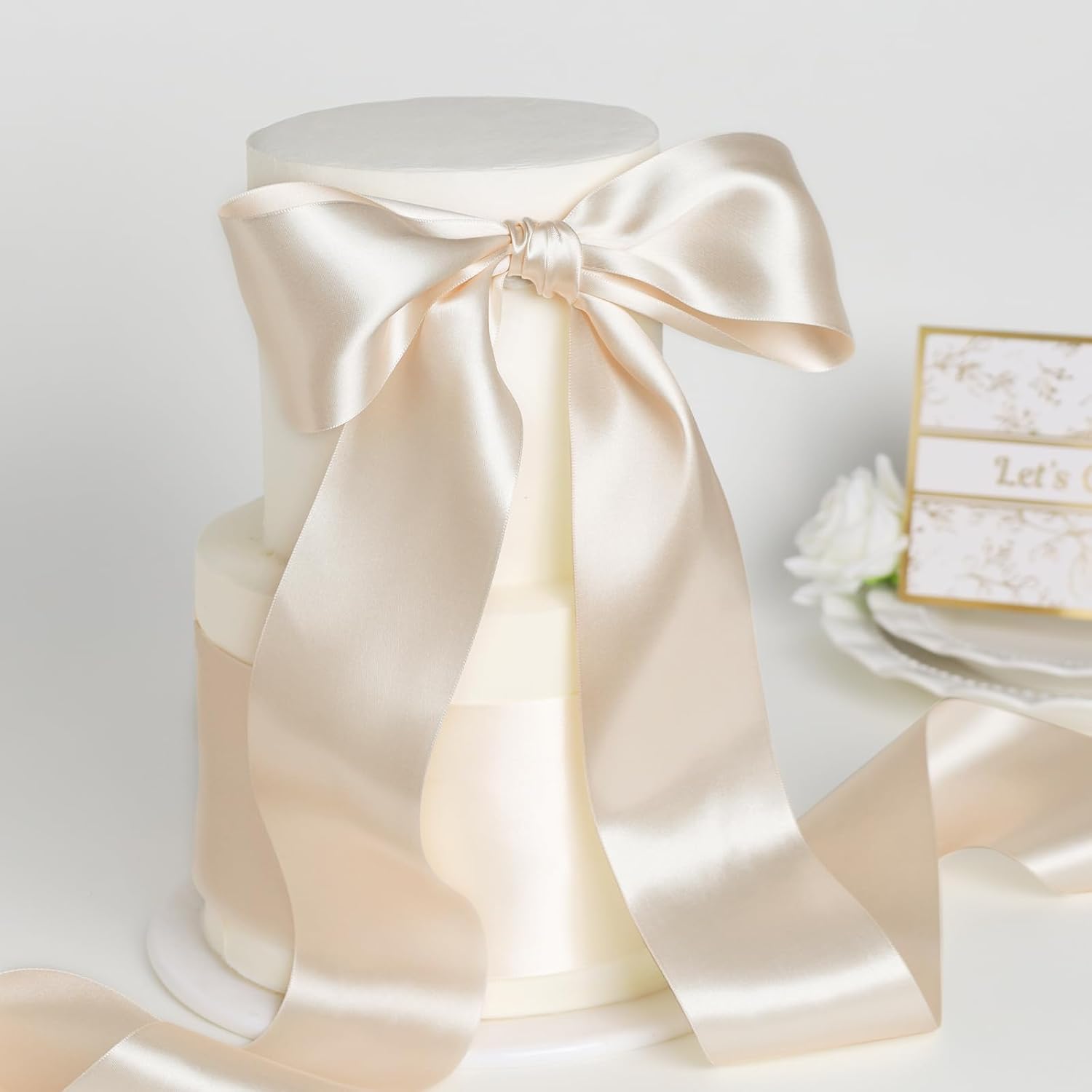 Light Blue Satin Ribbon 3 Inch 10 Yards Double Faced Luxury Baby Blue Silk Ribbon for Gift Wrapping Flower Bouquets Bow Christmas Wedding Party Decoration