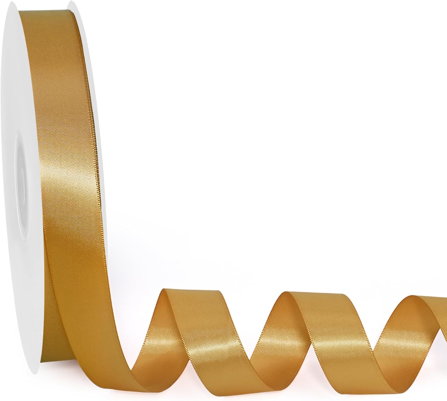 Gold Satin Ribbon 1 Inch x 100 Yards - Double Sided Silk Ribbon for Gift Wrapping Wedding Decoration Bows Bouquet Floral Arrangement Crafts