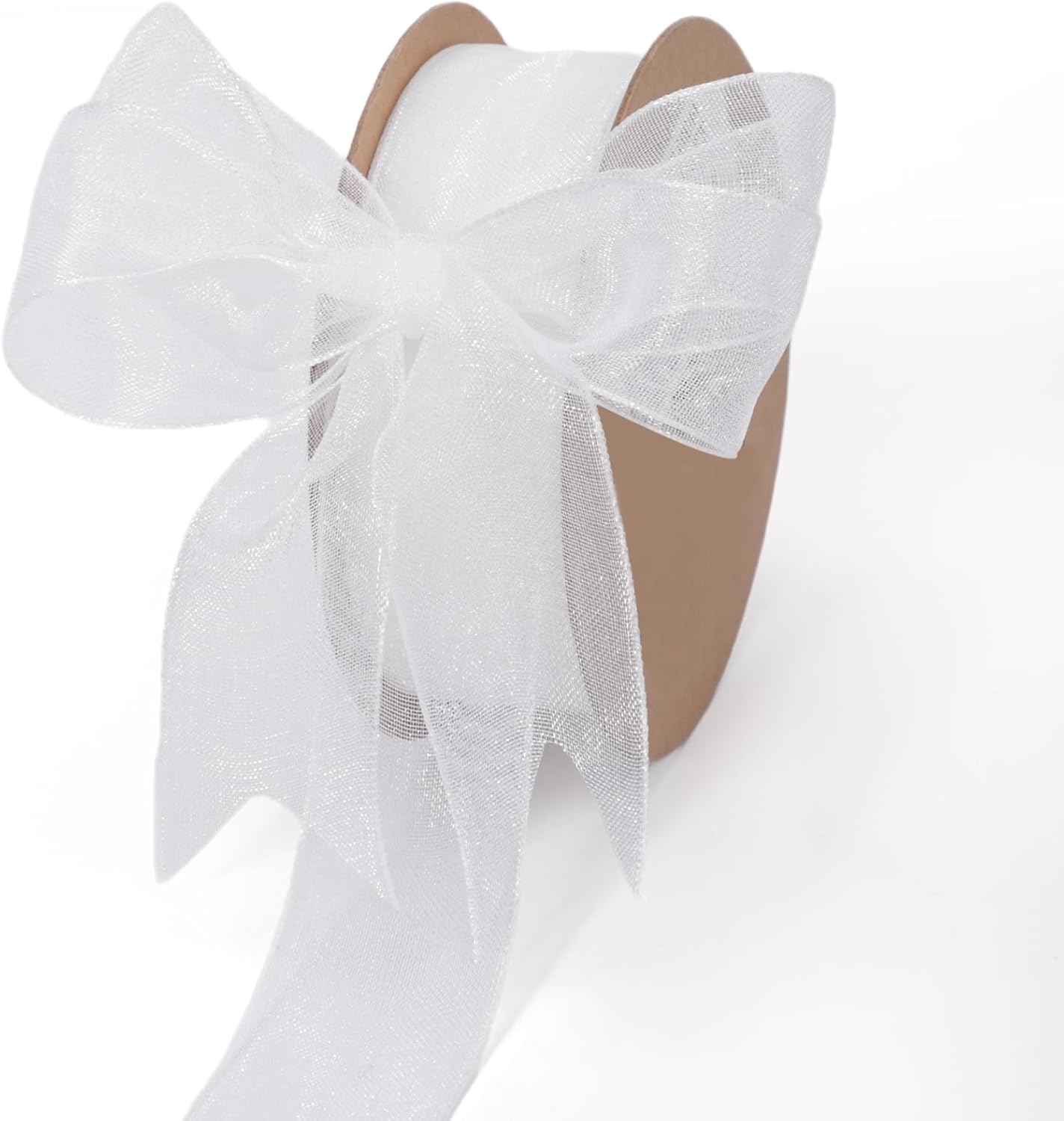 White Sheer Organza Ribbon 1In x 25Yds for Wedding & Craft Decor
