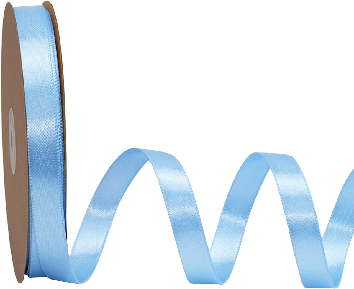 Light Blue Satin Ribbon 3 Inch 10 Yards Double Faced Luxury Baby Blue Silk Ribbon for Gift Wrapping Flower Bouquets Bow Christmas Wedding Party Decoration