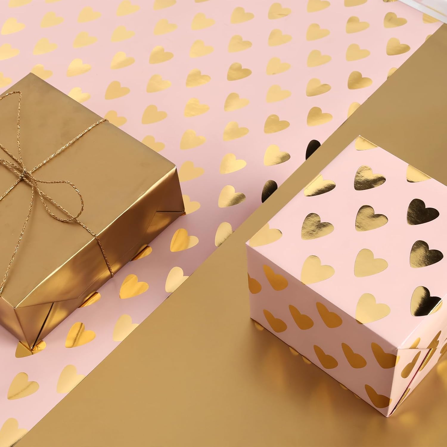 WRAPLA Luxury Wrapping Paper, White Gold Botanical Foil for Wedding Gifts
