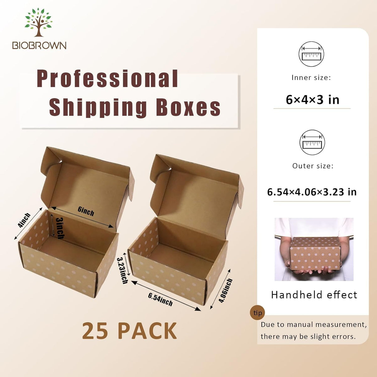 25 Pack Corrugated Cardboard Shipping Boxes 152x100x76mm (6x4x3 Inch) - Kraft Gift Boxes for Mailing, Gift Wrapping & Storage, Mailer Boxes for Business