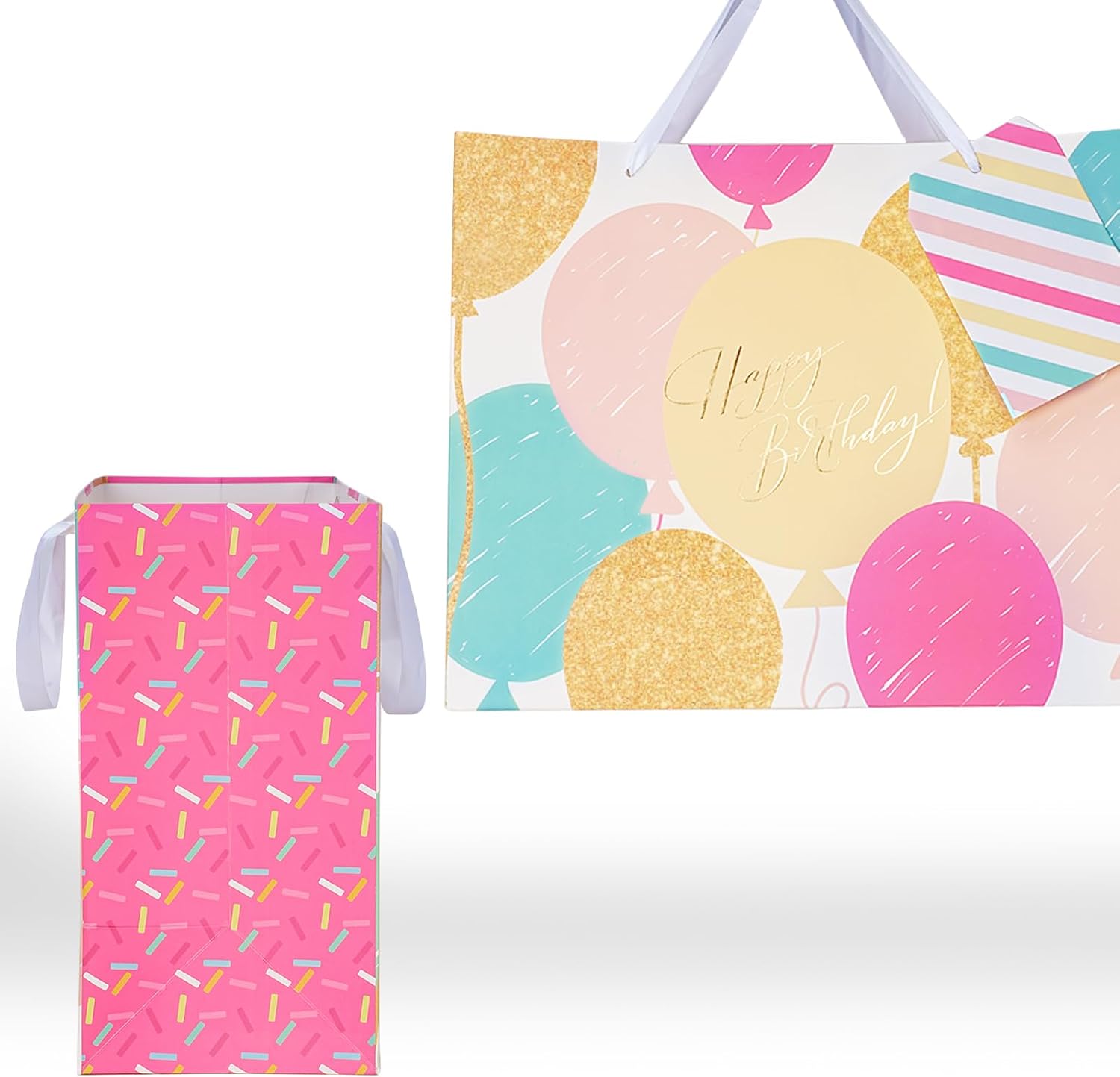 WRAPLA 13" Large Dinosaur Birthday Gift Bag, Blue Holographic Design