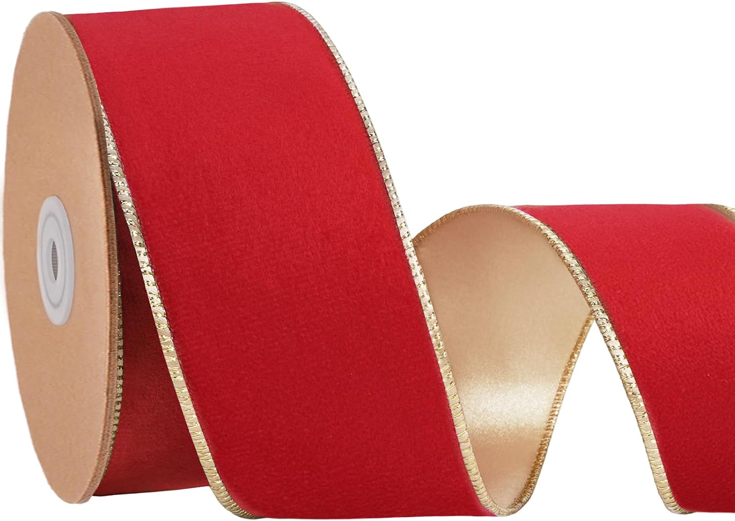 Black Velvet Wired Ribbon, Gold Edge, Gold Satin Back, 4 Inch