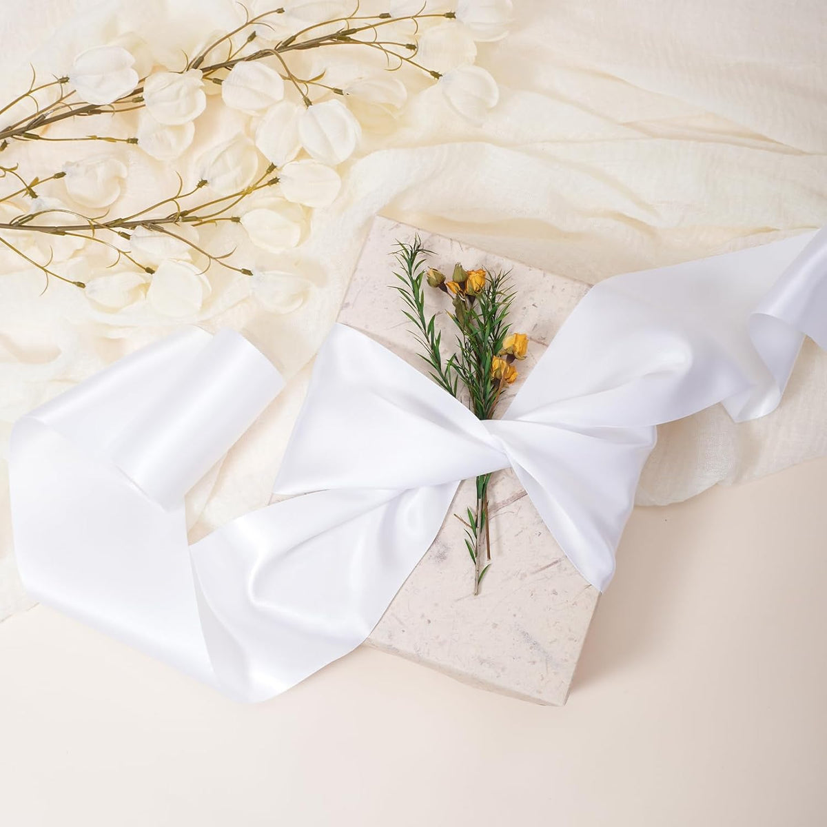 Gold Satin Ribbon 1 Inch x 100 Yards - Double Sided Silk Ribbon for Gift Wrapping Wedding Decoration Bows Bouquet Floral Arrangement Crafts